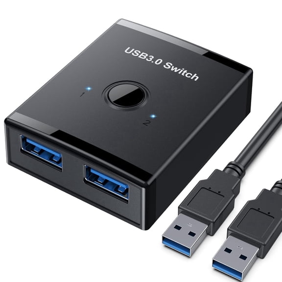 USB 3.0 Switch, Bi-Directional USB Switch 2 in 1 Out / 1 in 2 Out, USB Switcher 2 Computers Share Keyboard Mouse Scanner Printer, USB KVM Switch Compatible with Mac/Windows/Linux