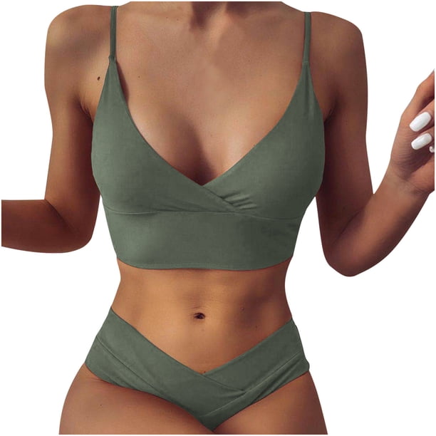 23 Nuevo estilo para mujer con almohadilla para sujetador, sin acero, de secado rápido, traje de baño de bikini floral de un solo uso, traje de baño dividido para mujer, traje dividido OAVQHLG3B Store lin121212