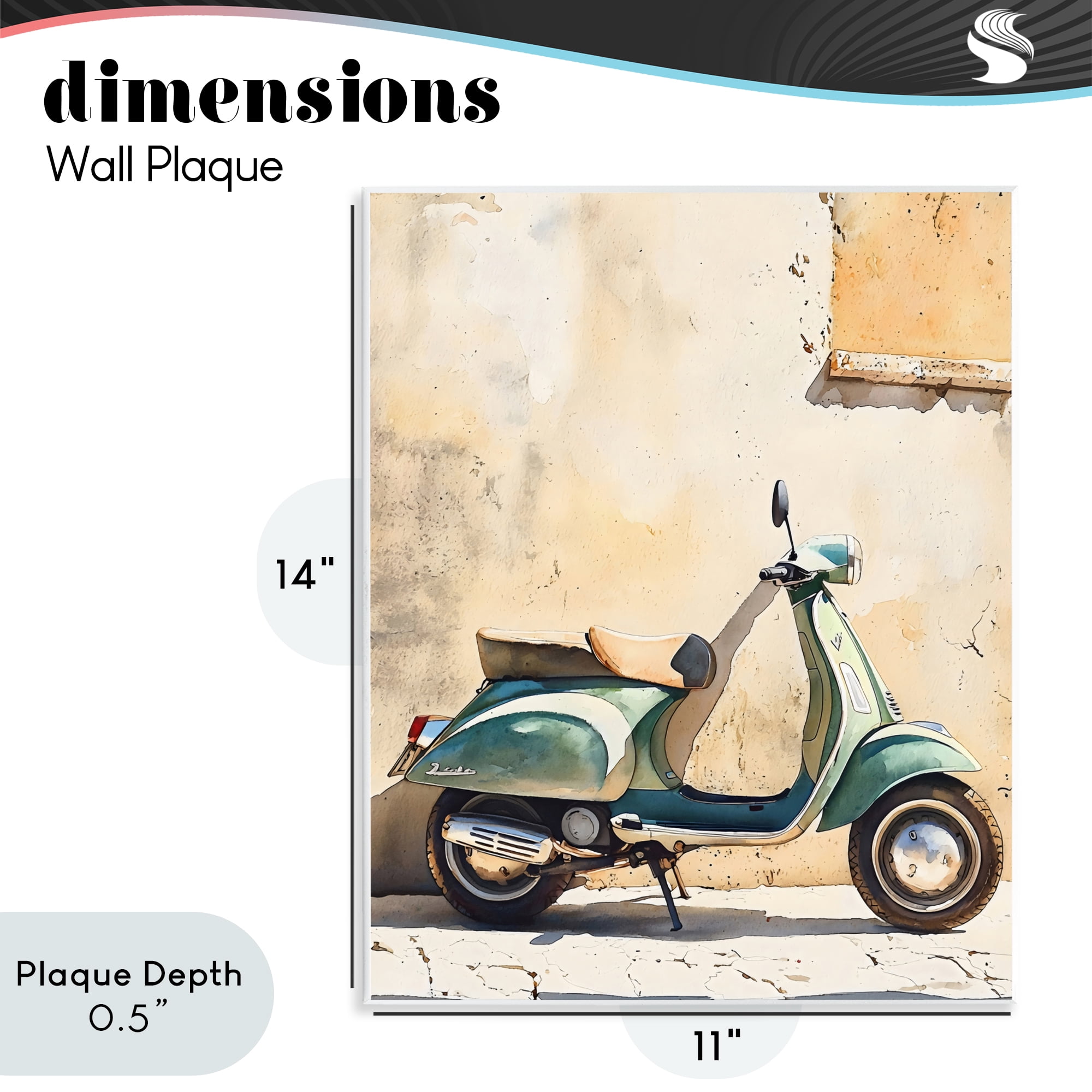Stupell Industries Vintage Scooter on Italian Street Wall Plaque Art, design by LSR Design Studio