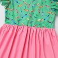 thumbnail image 5 of IDOPIP Toddler Kids Girls Back to School Dress with Hair Bow Cartoon Print First Day of School Outfit, 5 of 9