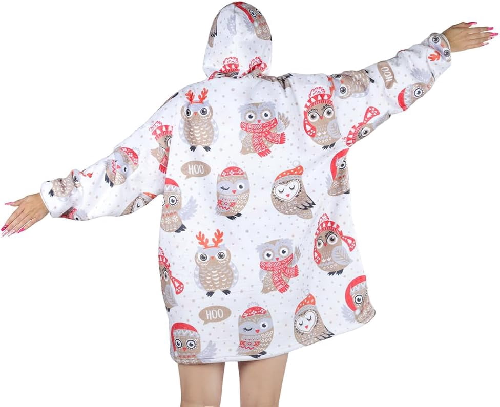 Moderong Wearable Blanket Hoodie, Oversized Flannel Comfy Sweatshirt for Adults,Warm Cozy Hooded Body Blanket