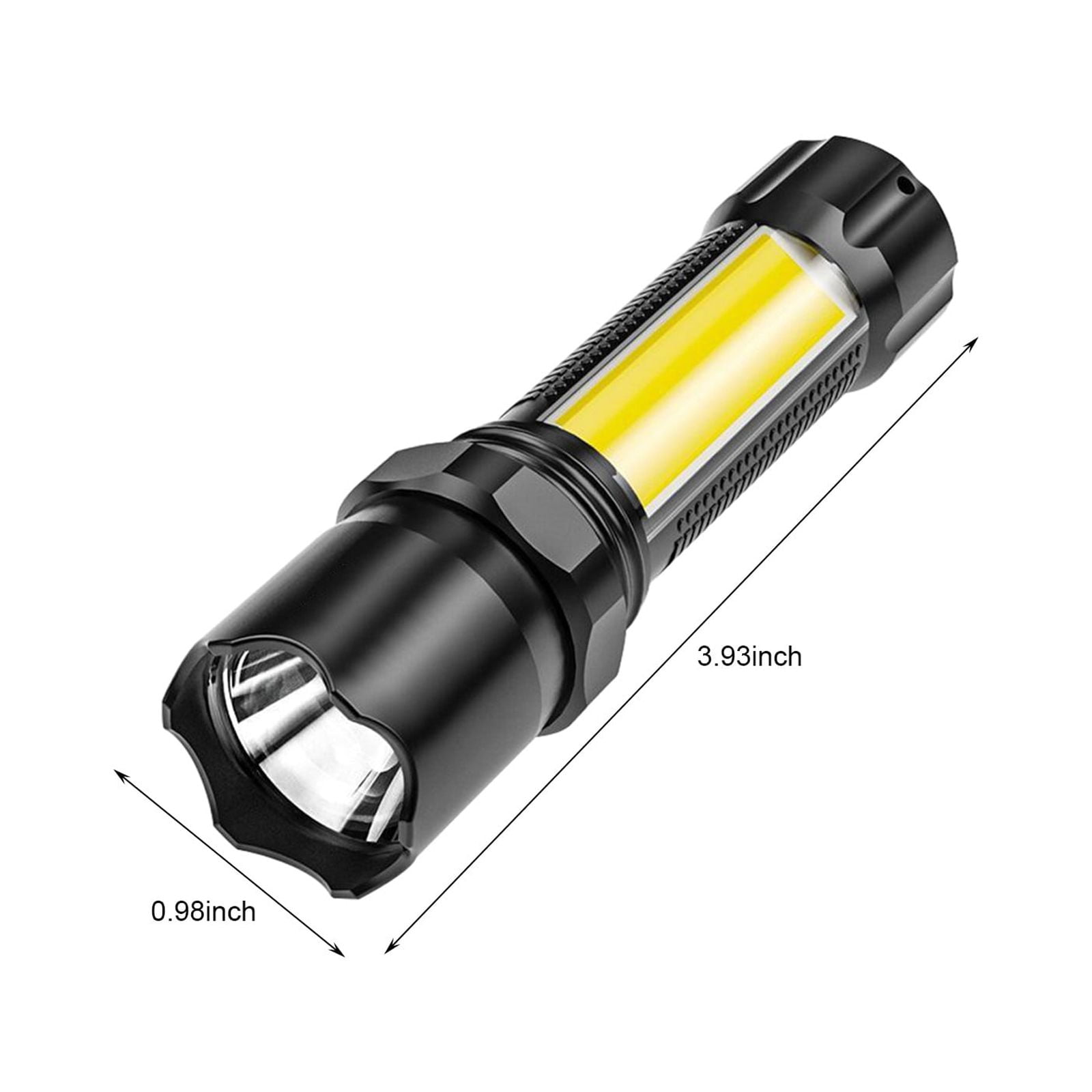 COFEST Portable Rechargeable LED Flashlight with IPX7 Waterproof, 4 Brightness Levels, and COB Side Light Black