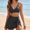 Black, variant on Women's High Waisted Bikini Sets Deep V Two Piece Swim Skirt with Drawstring 2026 Solid Color Bathing Suit,Pinky,XXL