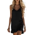 thumbnail image 3 of Summer Dresses for Womens 2026 Plus Size Fashion Cotton And Linen Solid Color Long Skirt With Thin Shoulder Straps And V-neck Suspender Dress, 3 of 8