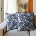 thumbnail image 4 of Vintage Floral Pillow Covers 20x20 Inch Set of 2 Rustic Navy Blue and White Outdoor Decorative Throw Pillows Chinoiserie Flower Toile Pillowcases Cushion Covers for Couch Home Decor, 4 of 6
