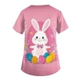 thumbnail image 4 of LTTVQM Easter Scrub Tops Women Rabbits Eggs Print Happy Short Sleeve Clothes Loose Fit V-Neck Trendy Shirts with Pockets Light pink M, 4 of 6
