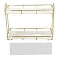 thumbnail image 1 of Estante de baño de 2 niveles con separador, estante de pie para encimera, soporte para cosméticos, dorado, pequeño, 31 x 23 cm, 1 of 14
