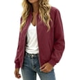 thumbnail image 7 of QQNHM Waterproof Bomber Jacket For Women Full Zip Long Sleeve Windbreaker Coat Fall Casual Outerwear, 7 of 7