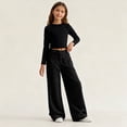 thumbnail image 2 of NAISIBABY Big Girls Pants, High Waist with Pockets Loose Straight Leg Kids Fashion Corduroy Pants Black 7T, 2 of 9