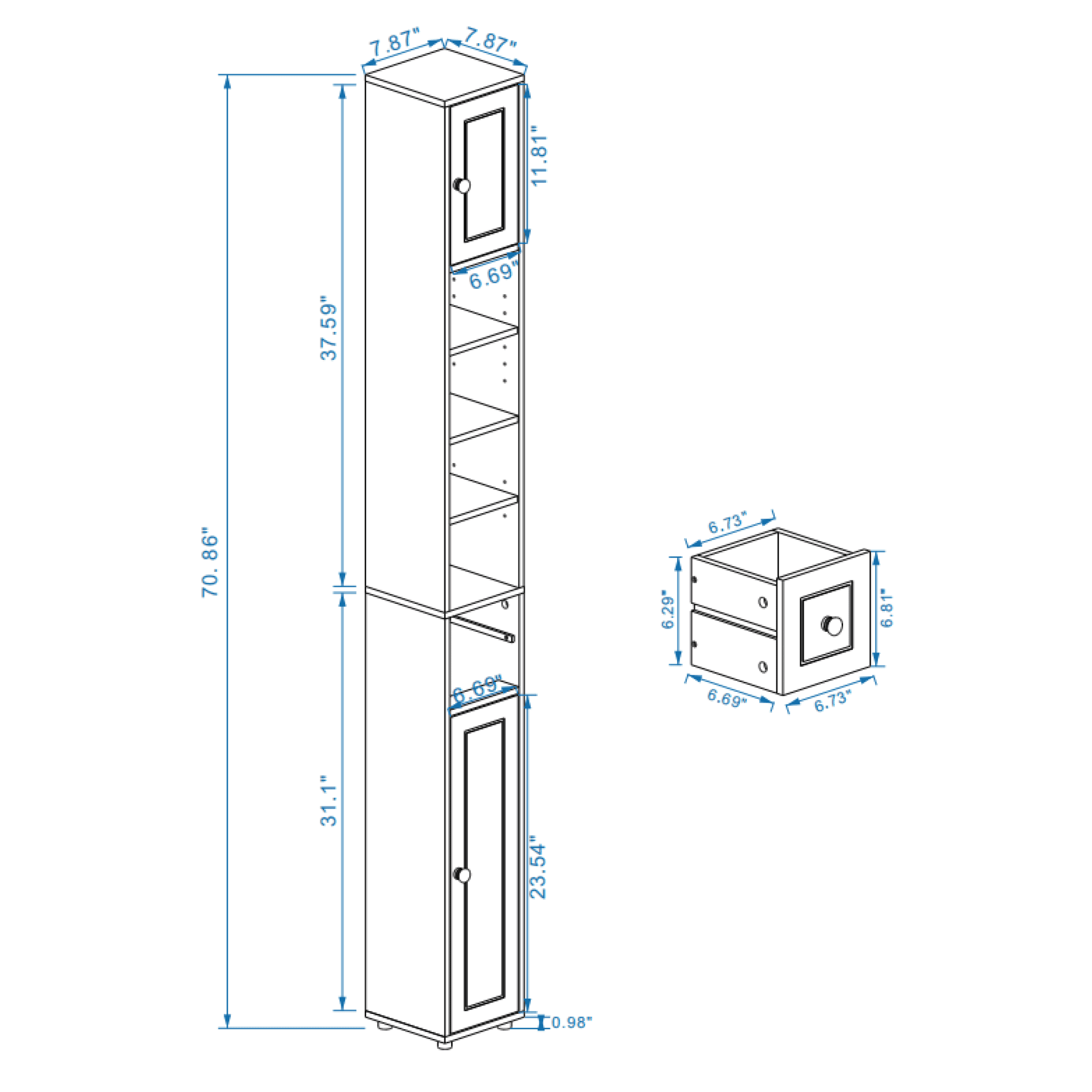 Leumius 71" Tall Bathroom Storage Cabinet,Tall Slim Freestanding Bathroom Cabinet with 1 Drawer, 2 Doors and 4 Adjustable Shelves for Small Space,Living Room,White