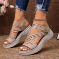 thumbnail image 5 of Women's Comfortable Walking Sandals with Elastic Strap Light Weight Casual Summer Sandals for Trendy Footwear,42, 5 of 6