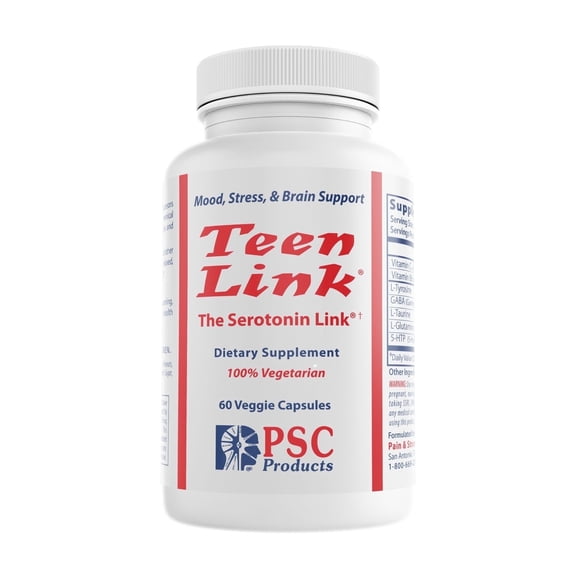 Teen Link® Teen Mood Support Supplement with 5-HTP, GABA & Tyrosine, 60 Capsules