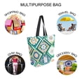 thumbnail image 7 of FORMRS Womens Canvas Tote Bag with Zipper Inner Pocket Shoulder Handbag, Green Geometric Flowers, 7 of 7