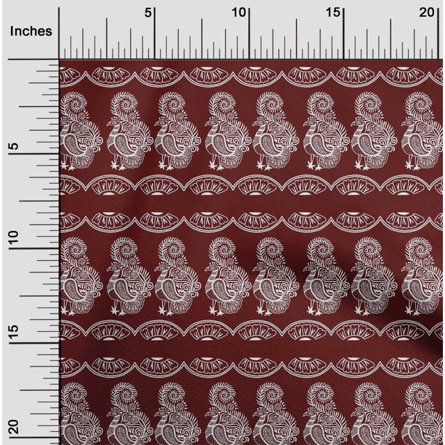 oneOone Polyester Lycra Fabric Floral & Bird Block Print Fabric BTY 56 Inch Wide
