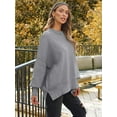thumbnail image 5 of Women's Crewneck Batwing Long Sleeve Sweaters Fall Oversized Ribbed Knit Side Slit Pullover Tops, 5 of 8