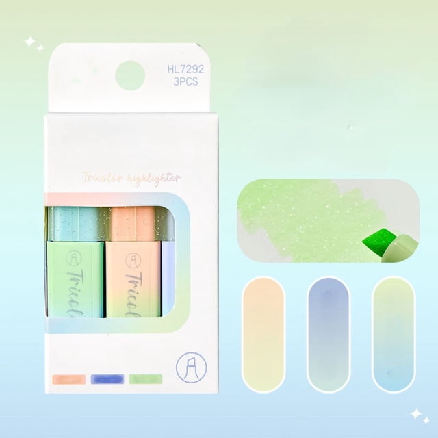 Dvkptbk plastic highlighter 3-Pack Glitter Scented Highlighters Student DIY Colored Journal Pen Stylish Highlighters for Underlining and Marking Key Points 10ml