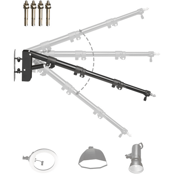 Ring Light Wall Mount Boom Arm, 39.37 in/100 cm, Triangle Boom Arm Support 180° Rotation, Heavy Duty Wall Stand Tirpod Support, for Studio Video Light, Monolight, Photography, Softbox, Reflector