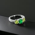 thumbnail image 3 of Gem Stone King 1.82 Ct Oval Green Nano Emerald Green Peridot 925 Sterling Silver Moissanite Ring (Size 5), 3 of 4