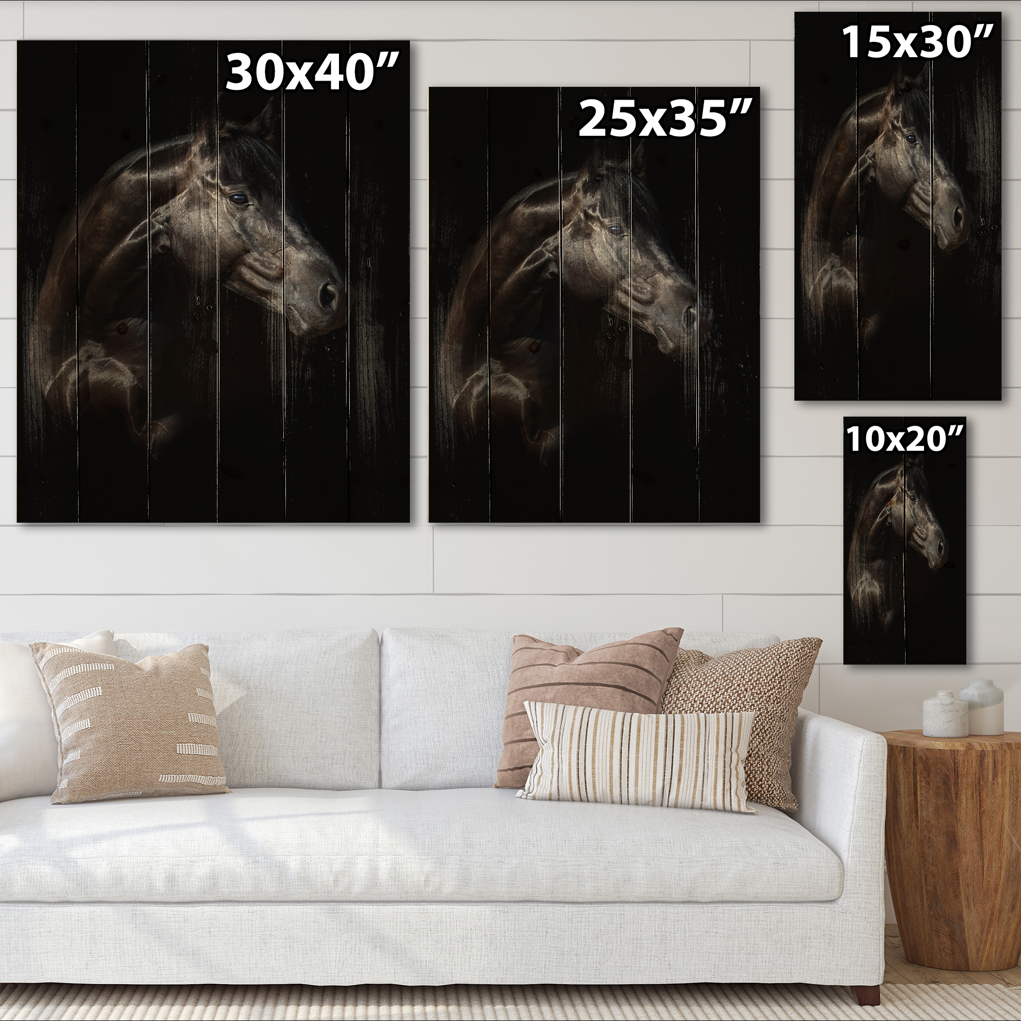 Designart 'Silhouette Of Horse and Woman' Farmhouse Print on Natural Pine Wood