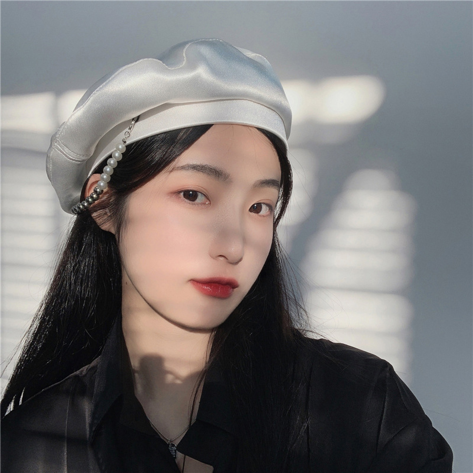 French Beret With Pearls and Metal Accents Women Beret Hat French Beret Artist Beret Cap with Pearl  main image 3
