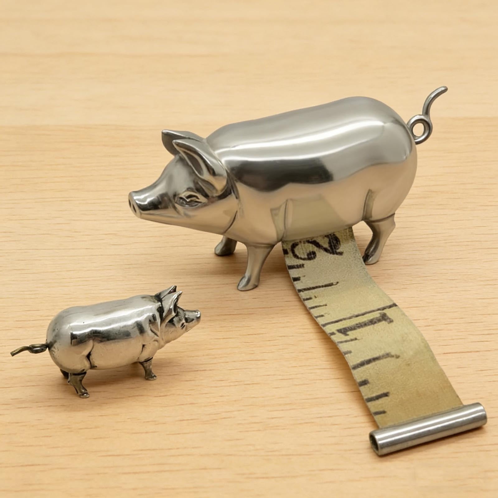 Tape Measure Mini, Antique Inspired Pig Mini Tape Measure Decorative Retractable Measuring Tool with Metal Pig Shape for Sewing Craft Desk Decor Gift Household Measuring Accessory
