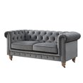 thumbnail image 1 of Londynn Loveseat Dark Grey Velvet 71L x 33.5W x 30.3H Button Tufted Rolled Arm, 1 of 8