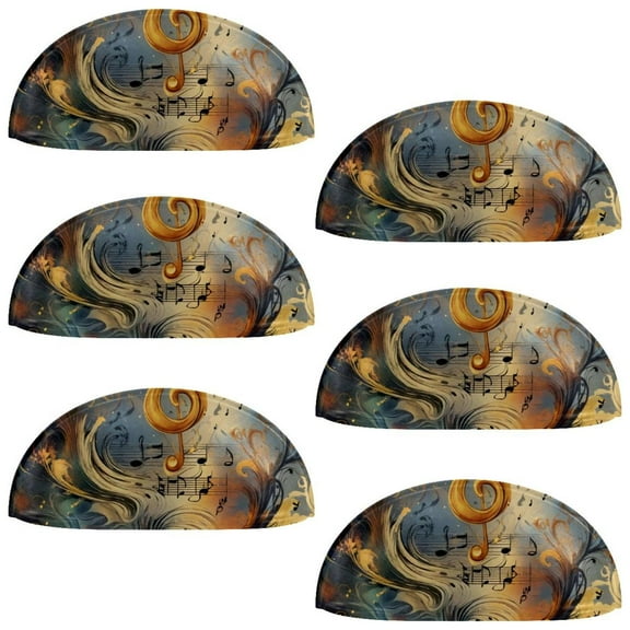 PhooArto 6 Pcs Cup Drawer Pulls, Vintage Music Print Shell Shape Handles Cabinet Knobs for Dresser Cupboard Closet Wardrobe with Screws