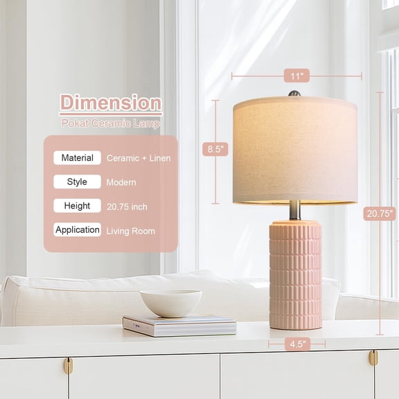 PoKat 20.75" Pink Ceramic Table Lamps Set of 2