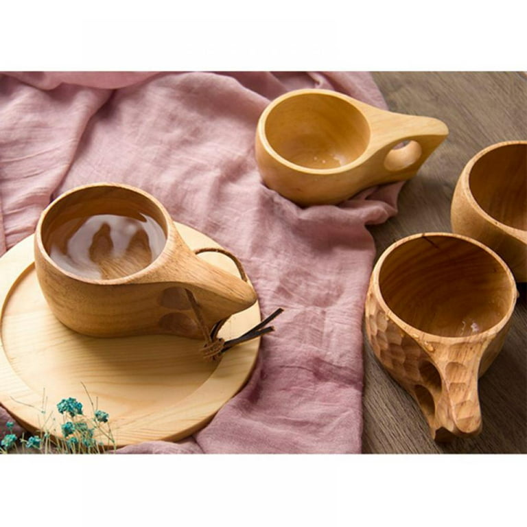 Finland Kuksa Portable Coffee Mug Acacia-Wood Handle Cowhide Rope Hook  Juice Milk Cup Coffee Drinking Cup Drinkware - AliExpress