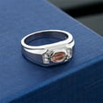 thumbnail image 3 of Gem Stone King Men's 925 Sterling Silver Red Tiger Eye and White Created Sapphire Ring (1.41 Cttw, Gemstone Birthstone, Oval 8X6MM,, Size 10), 3 of 3