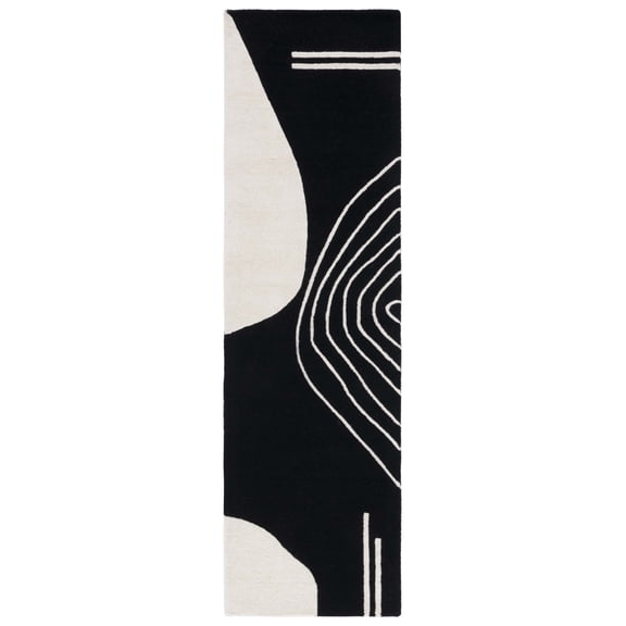SAFAVIEH Rodeo Drive Dusan Abstract Runner Rug, Black/Ivory, 2'3" x 6'