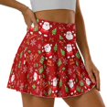 thumbnail image 5 of HELLHERO 2 Side Pockets Athletic Skorts for Yoga Golf, Santa Claus Gift Patterns Polyester Spandex High Waisted Tennis Skirt with Pockets, 5 of 10