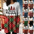 thumbnail image 2 of zaveiop Womens Christmas Round Neck Sweatshirt Long Sleeve Printed Shirt Dress Oversized Loose Fit Pullover Tops with Pockets (Red, XXL), 2 of 6