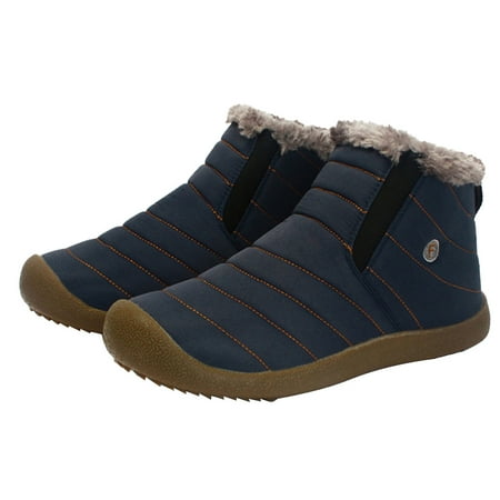 

1 Pair of Men Snow Boots Anti-Slip Ankle Warm Fur Booties Plush Cotton Boots for Outdoor Winter - Size 47 (Blue)