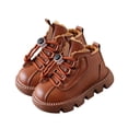thumbnail image 3 of BXJX Girls Ankle Boots, Slip-Resistant Soft Sole Warm Fleece Lined Lace Up Boots for Fall Winter Brown Size 10 Little Kids, 3 of 9