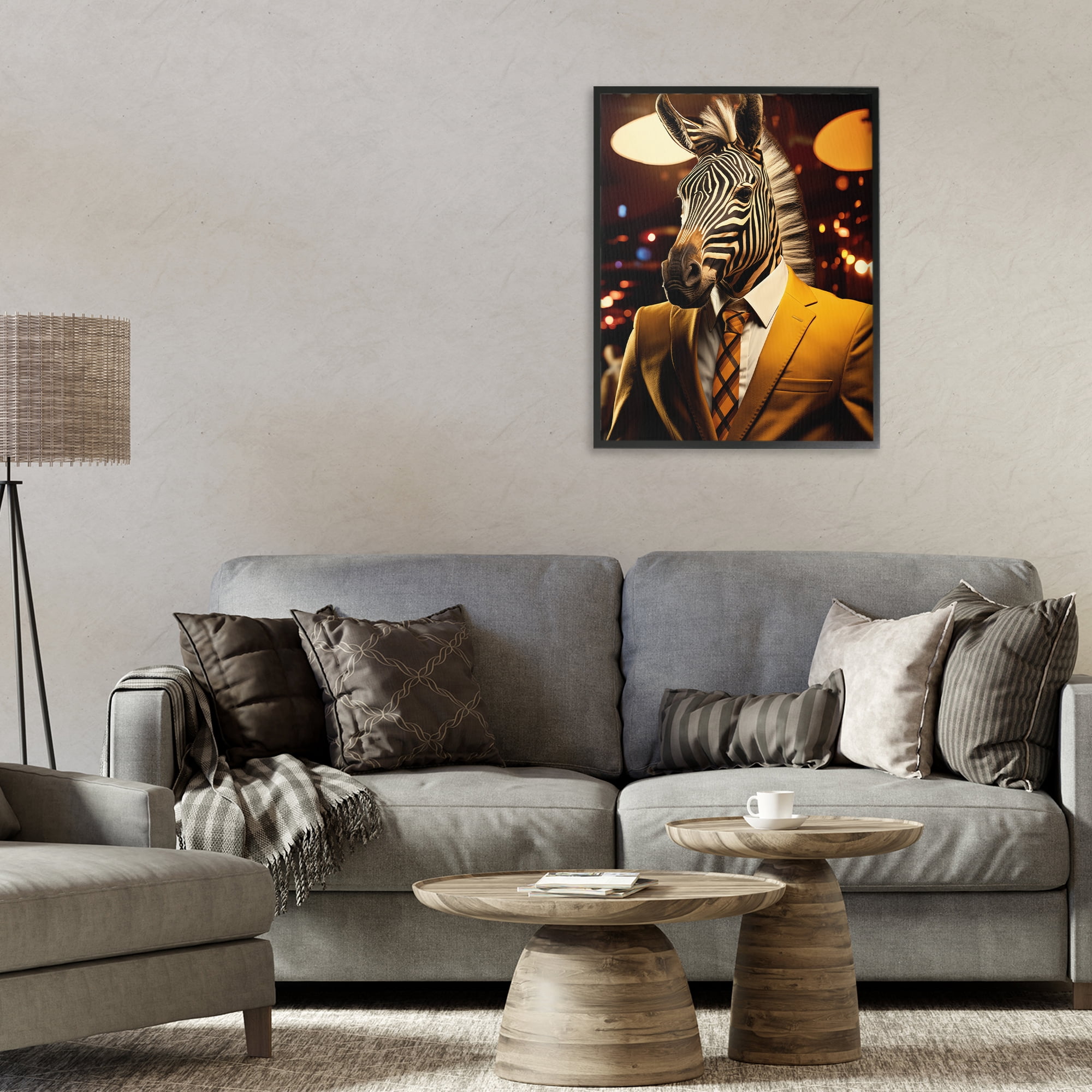 Stupell Industries Trendy Debonair Zebra Black Framed Giclee Art, design by Ray Powers