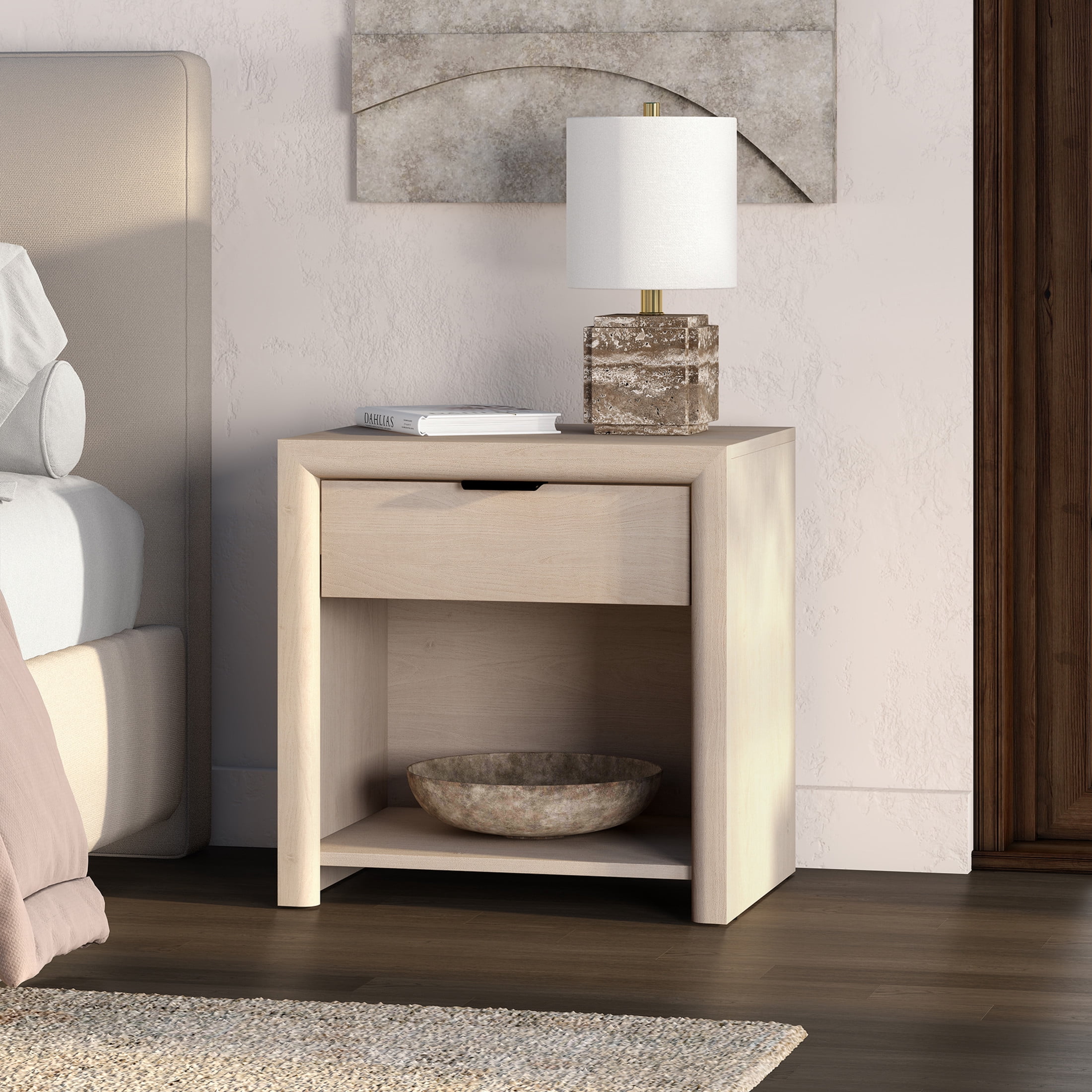 Evelyn&Zoe Modern/Contemporary 24" Wide Alder White Nightstand