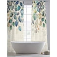 thumbnail image 6 of Blue Teal Botanical Semi Sheer Window Curtains 84 Inches Long, Weeping Fall Eucalyptus Leaves Rustic Rod Pocket Voile Silky Chiffon Curtain Light Filtering Drapes for Living Room, 52"x84", 2 Panels, 6 of 9