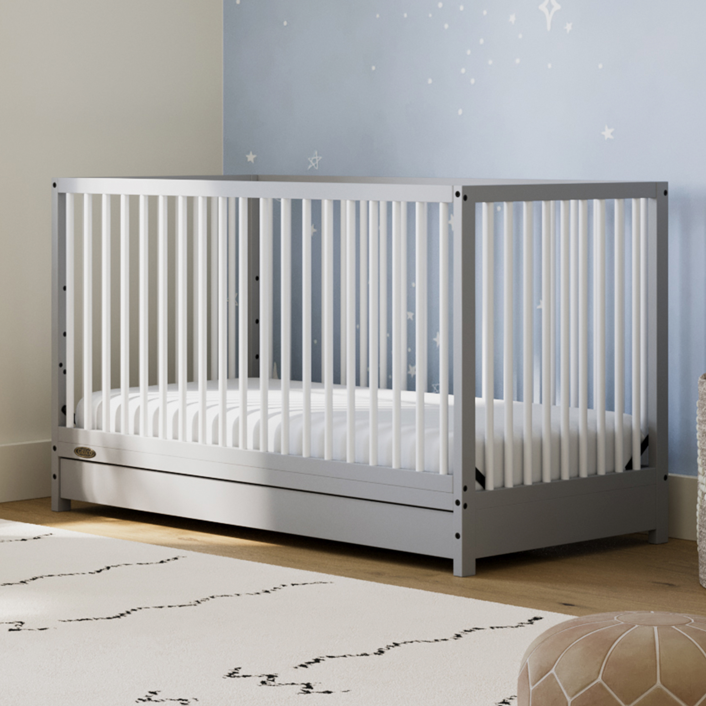 Graco Teddi 5-in-1 Convertible Baby Crib with Drawer, Pebble Gray and White - image 2 of 14
