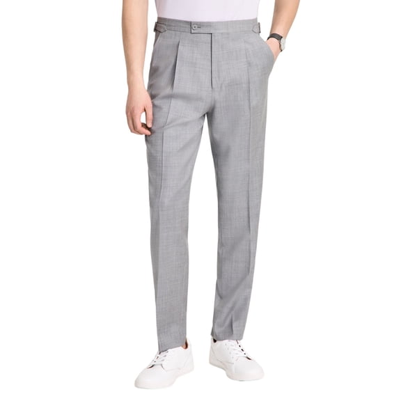 Calvin Klein Mens Slim fit Dress Pants Pants 38 / 30 Light Grey Solid Pleated