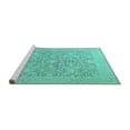 thumbnail image 2 of Ahgly Company Machine Washable Indoor Round Oriental Turquoise Blue Traditional Area Rugs, 7' Round, 2 of 4