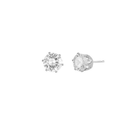 Time and Tru Women's Silvertone Cubic Zirconia Stud