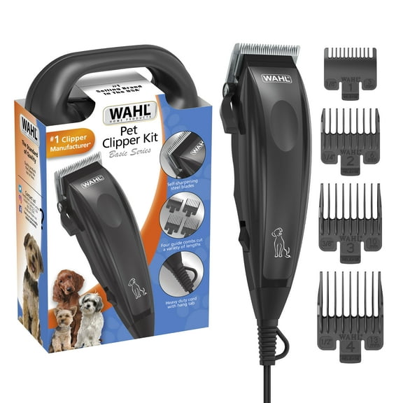 Wahl Basic Series Touch up Corded Pet Clipper, 10 Piece Dog Grooming Kit  Black - 9653-1101