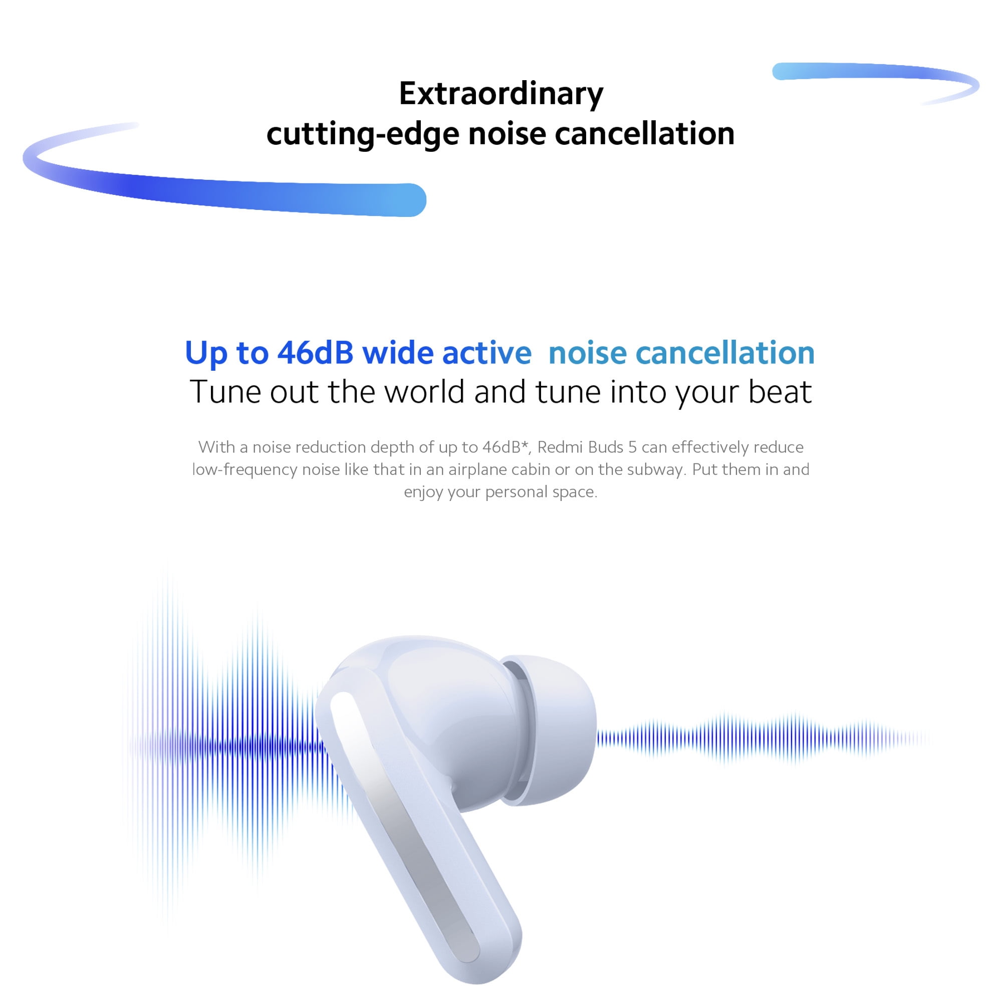 Xiaomi Redmi Buds 5 Sports Noise Canceling Bluetooth In-Ear Earbud with Charging Case, Blue