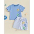 thumbnail image 3 of BemeyourBBs Toddler Boys Summer Outfits Fish Embroidery T-Shirts Shorts Set, 3 of 9
