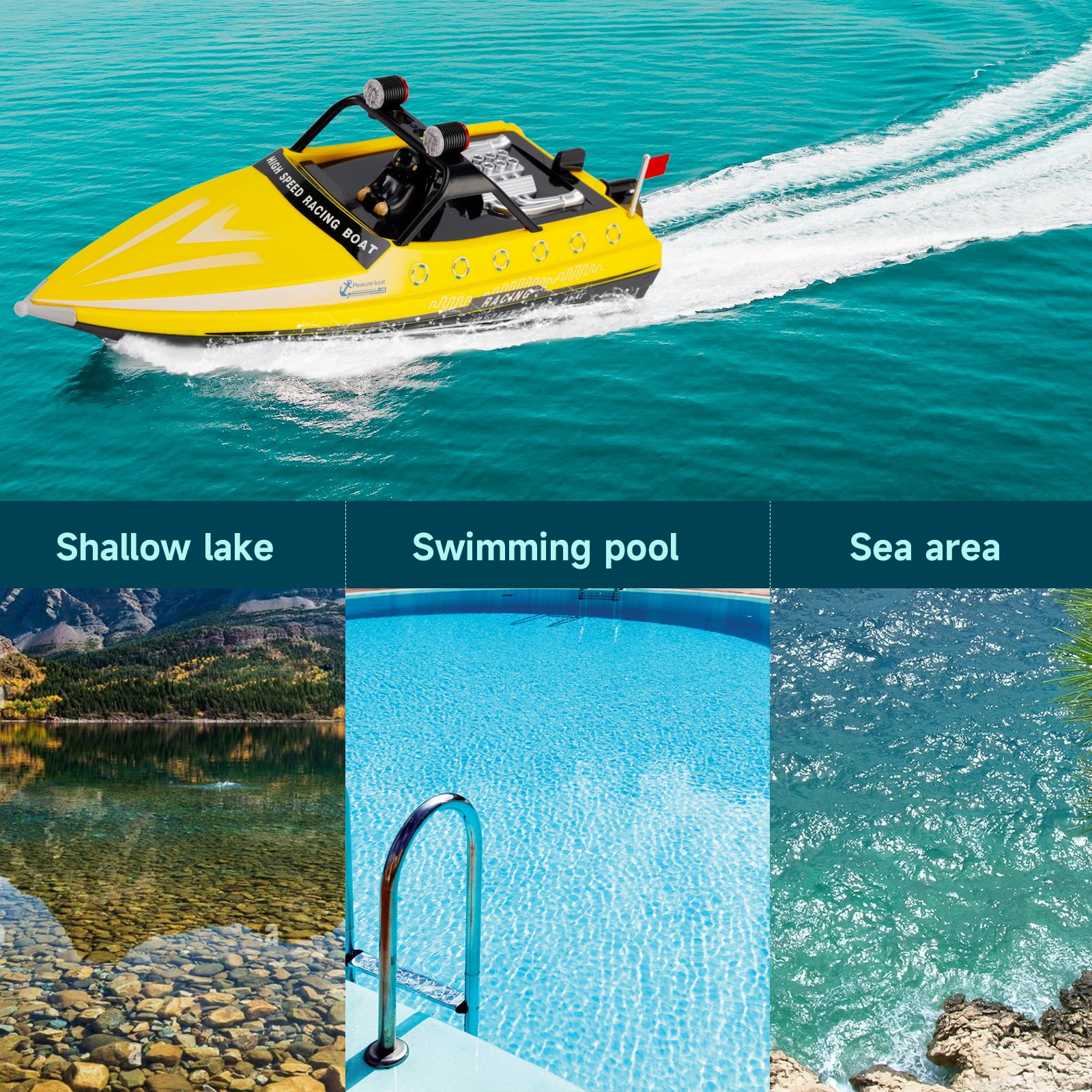 Bruce&Shark RC Boat, WLtoys WL917 Remote Control Boat, 10MPH High Speed RC Racing Boat for Pools or Lakes, 2.4GHz RC Boats for Adults Kids