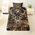 thumbnail image 3 of Castle Fairy Teens Vintage Autumn Bear Deer Twin Sheets 3pcs,Autumn Tree Leaves Bedding,Brown Orange Black,1 Fitted Sheet, 1 Flat Sheet and 1 Pillowcase, 3 of 6