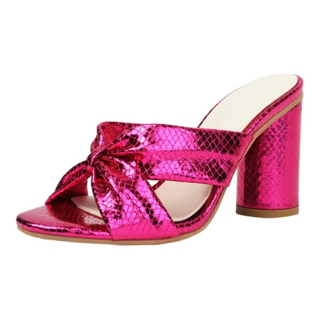 OJSFQUFP Womens Flip Flops Thick Heeled High Heeled Women s Sandals Slippers Butterfly Knot Open Toe Banquet Shoes Womens Slip On Slippers Hot Pink 38