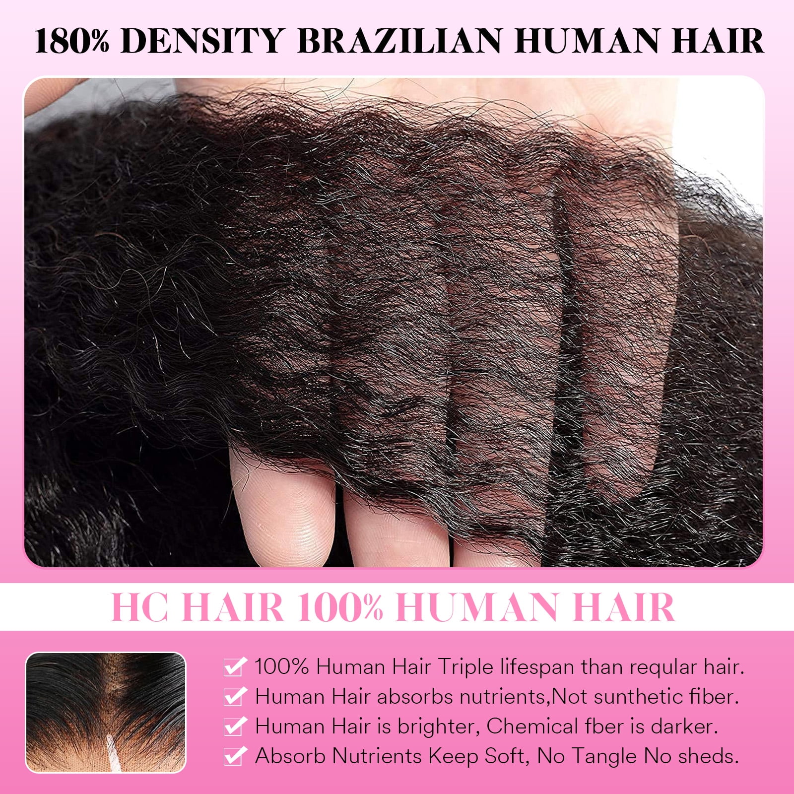 13x6 Kinky Straight Human Hair Wig 180% Density HD Transparent Glueless Lace Front Wigs Human Hair Pre Plucked with Baby Hair Natural Hairline Yaki Straight Human Hair Wigs For Black Women 32 inch