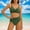 SwimwearA22-Army Green, variant on Bikini Sets for Women Sporty Scoop Neck Contrast Trim Adjustable Straps Low Rise Bottom Two Piece Bathing Suit for Beach Vacation Swimming